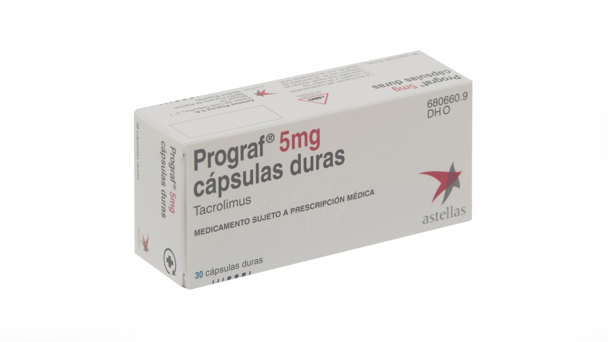 PROGRAF 5 mg CAPSULAS DURAS , 30 cápsulas fotografía del envase.