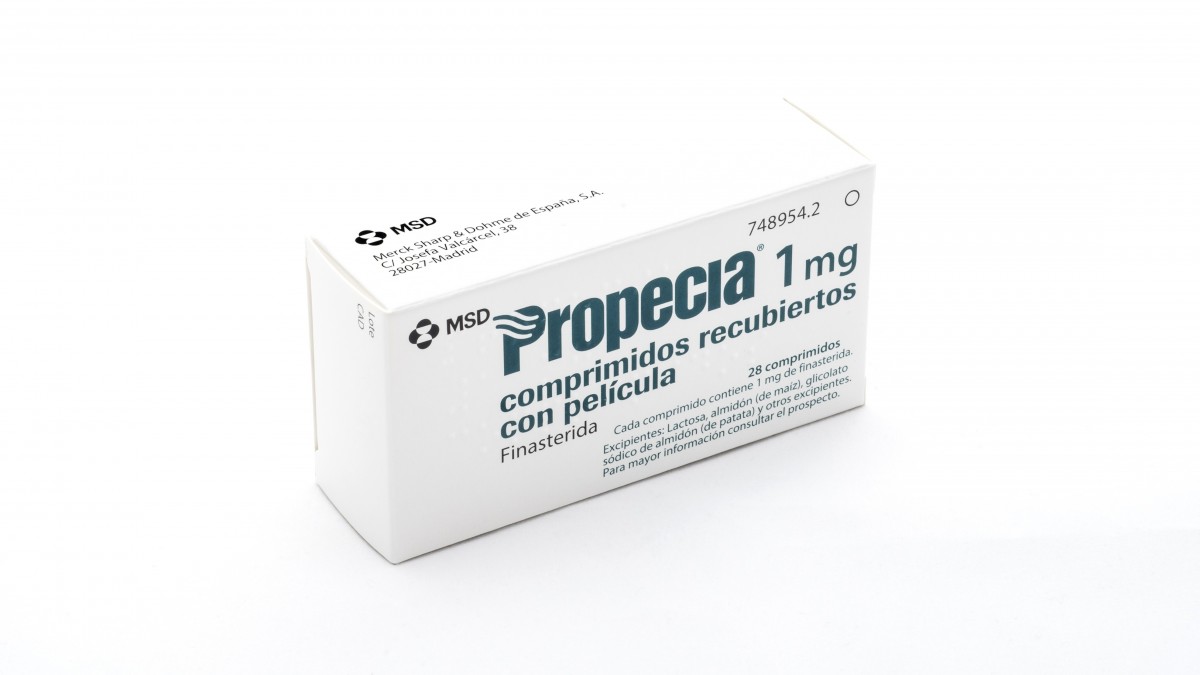 PROPECIA 1 mg  COMPRIMIDOS  RECUBIERTOS CON PELICULA , 28 comprimidos fotografía del envase.