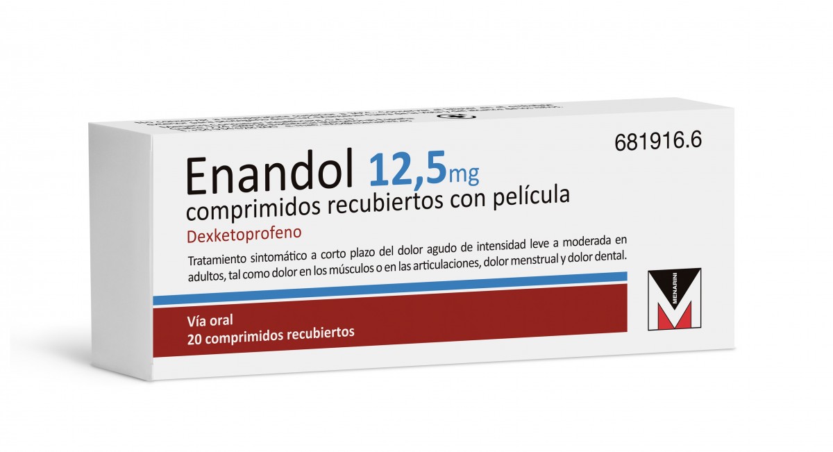 ENANDOL 12,5 mg COMPRIMIDOS RECUBIERTOS CON PELICULA, 20 comprimidos fotografía del envase.