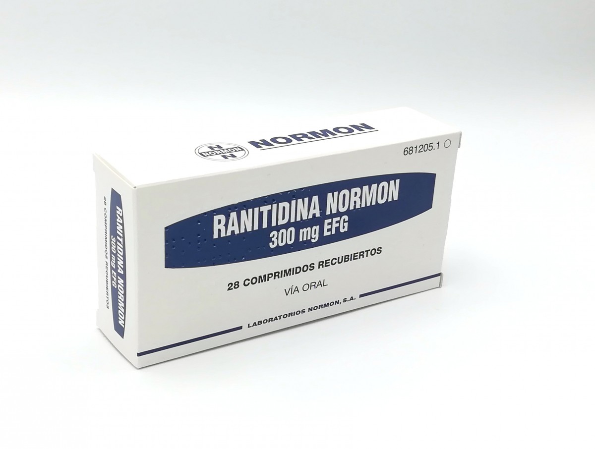 RANITIDINA NORMON 300 mg COMPRIMIDOS RECUBIERTOS EFG, 14 comprimidos fotografía del envase.