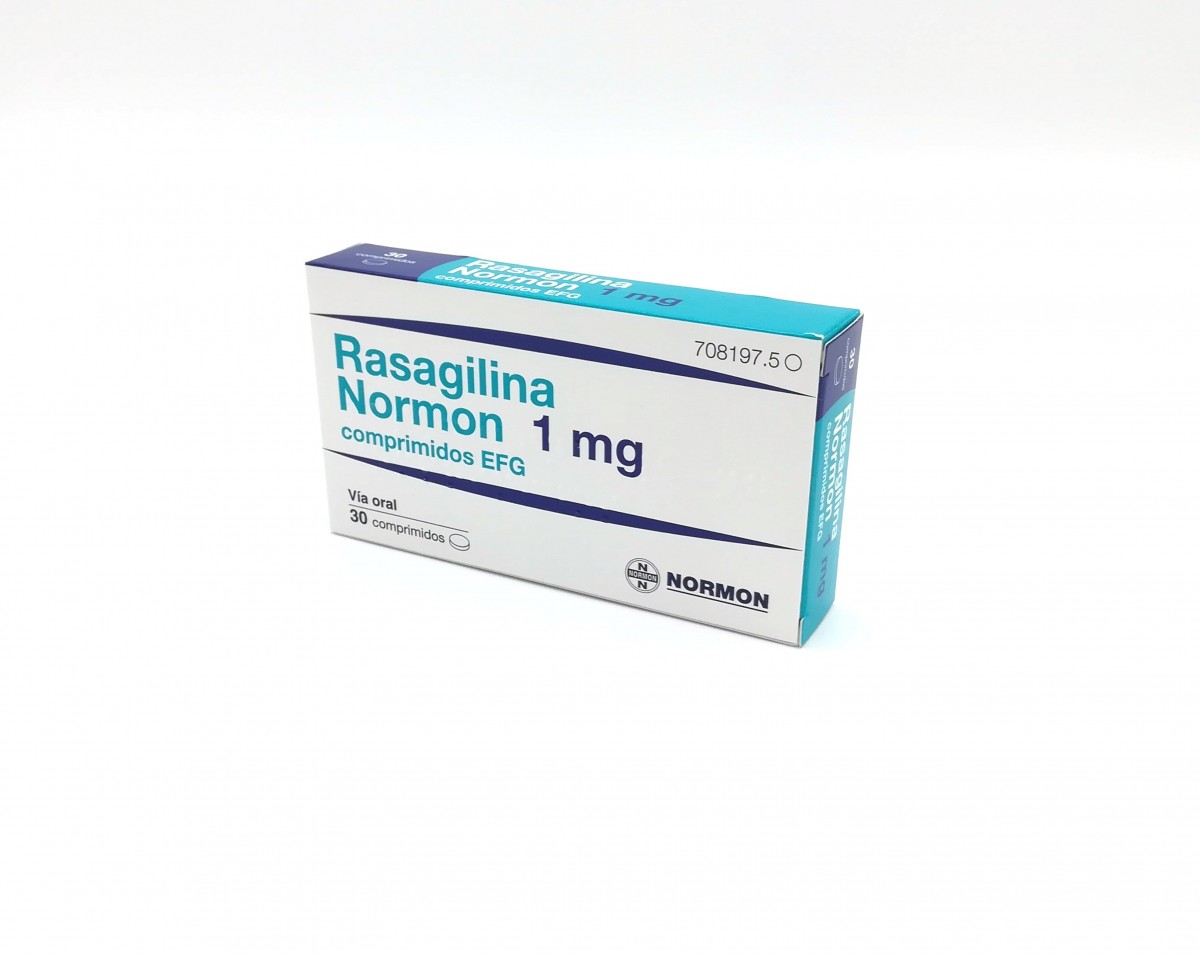 RASAGILINA NORMON 1 MG COMPRIMIDOS EFG , 30 comprimidos (Blister Al/Al-Poliamida-PVC) fotografía del envase.