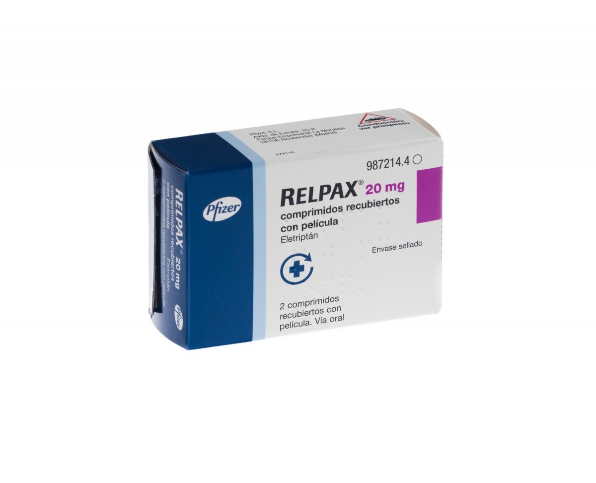 RELPAX 20 mg COMPRIMIDOS RECUBIERTOS CON PELICULA, 2 comprimidos fotografía del envase.
