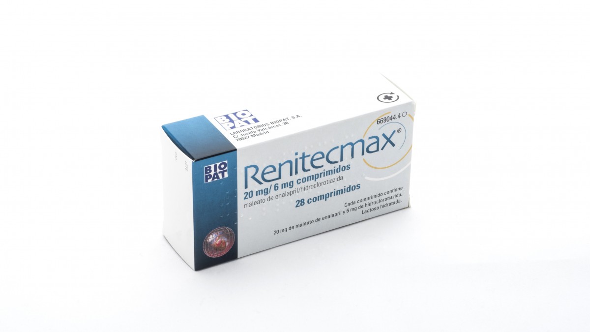 RENITECMAX 20 mg/ 6 mg COMPRIMIDOS , 28 comprimidos fotografía del envase.