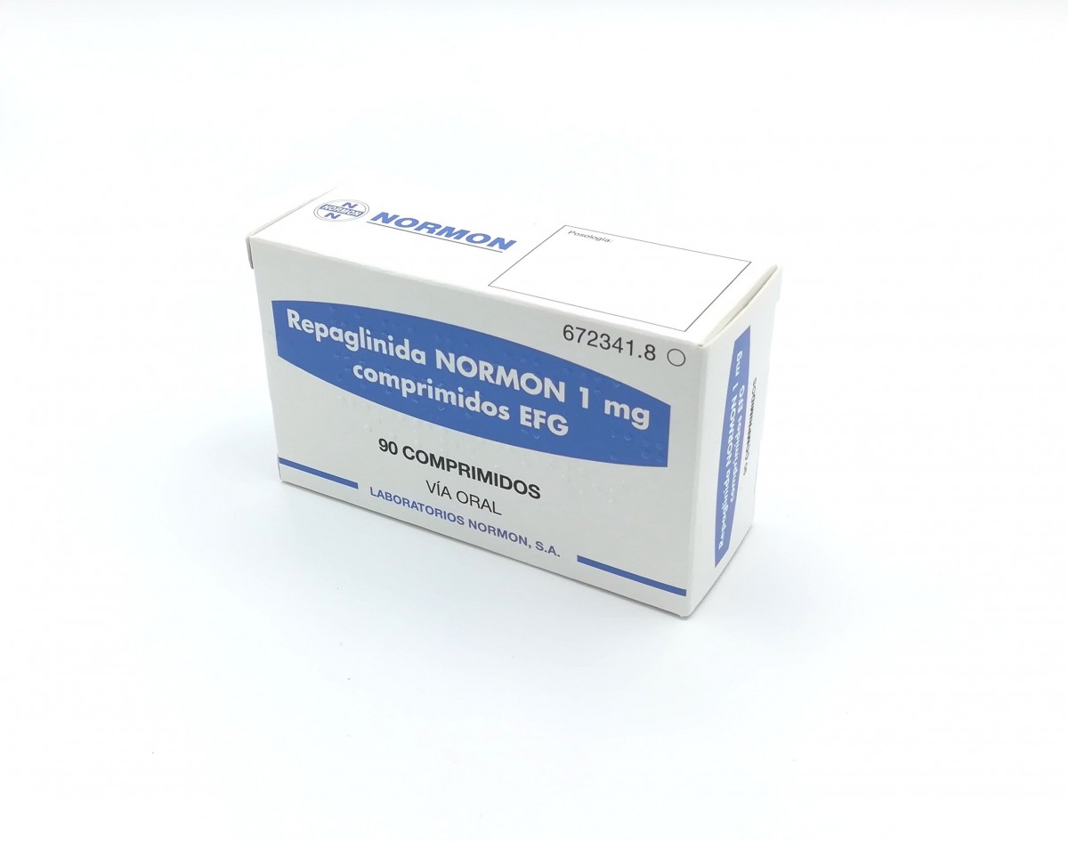 REPAGLINIDA NORMON 1 mg COMPRIMIDOS EFG, 90 comprimidos fotografía del envase.