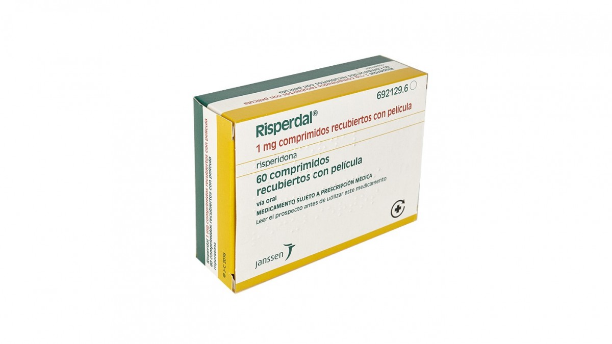 RISPERDAL 1 mg COMPRIMIDOS RECUBIERTOS CON PELICULA , 20 comprimidos fotografía del envase.