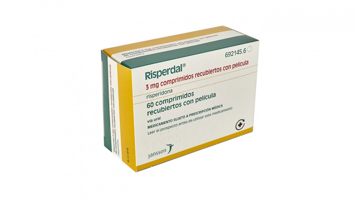 RISPERDAL 3 mg COMPRIMIDOS RECUBIERTOS CON PELICULA , 20 comprimidos fotografía del envase.