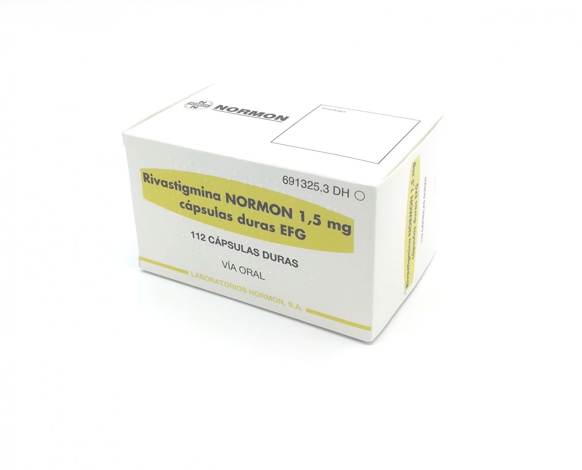 RIVASTIGMINA NORMON 1,5 mg CAPSULAS DURAS EFG, 56 cápsulas fotografía del envase.