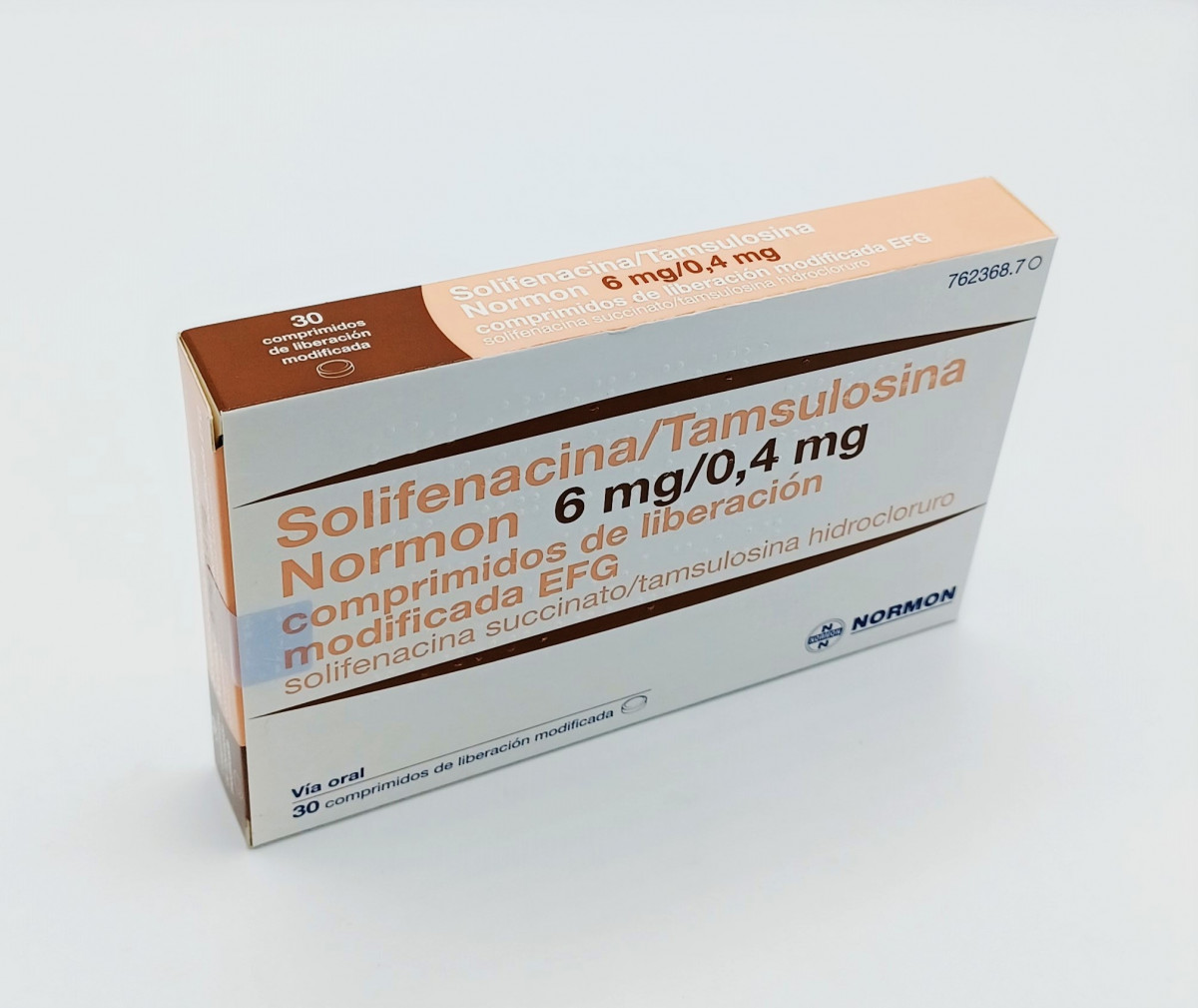 SOLIFENACINA/TAMSULOSINA NORMON 6 MG/0,4 MG COMPRIMIDOS DE LIBERACION MODIFICADA EFG, 30 comprimidos fotografía del envase.