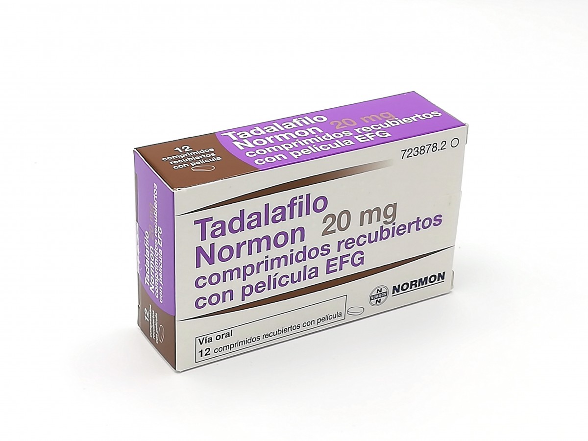 TADALAFILO NORMON 20 MG COMPRIMIDOS RECUBIERTOS CON PELICULA EFG, 8 comprimidos (Blister Al/PVC) fotografía del envase.