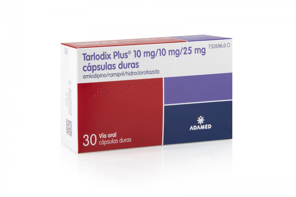TARLODIX PLUS 10 mg/10 mg/25 mg capsulas duras, 30 cápsulas fotografía del envase.