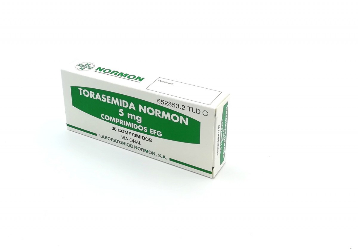 TORASEMIDA NORMON 5 mg COMPRIMIDOS EFG, 30 comprimidos fotografía del envase.