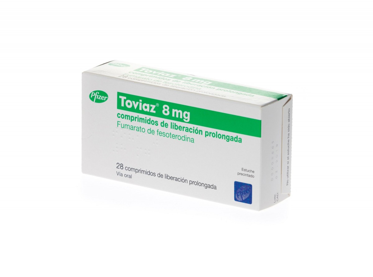 TOVIAZ 8 mg COMPRIMIDOS DE LIBERACION PROLONGADA , 28 comprimidos fotografía del envase.