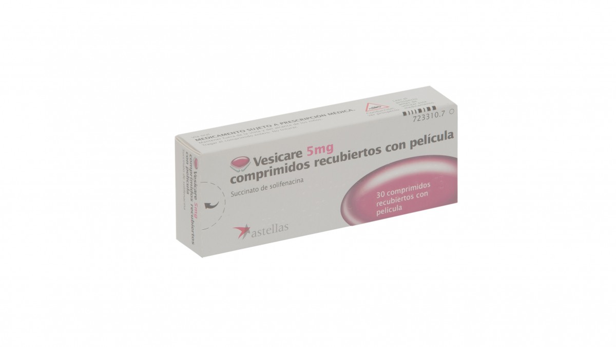 VESICARE 5 mg COMPRIMIDOS RECUBIERTOS CON PELICULA , 30 comprimidos fotografía del envase.