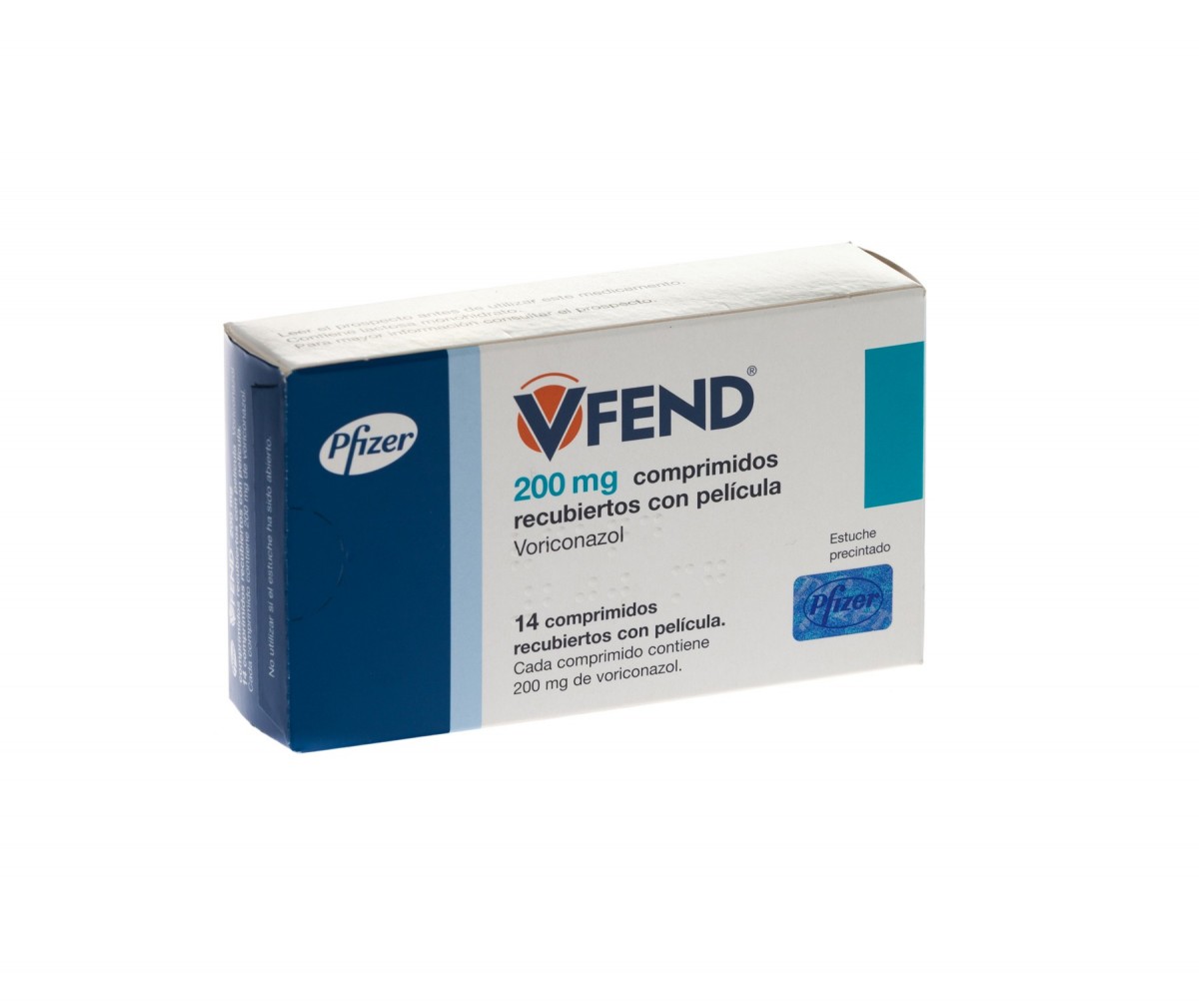 VFEND 200 mg COMPRIMIDOS RECUBIERTOS CON PELICULA, 14 comprimidos fotografía del envase.