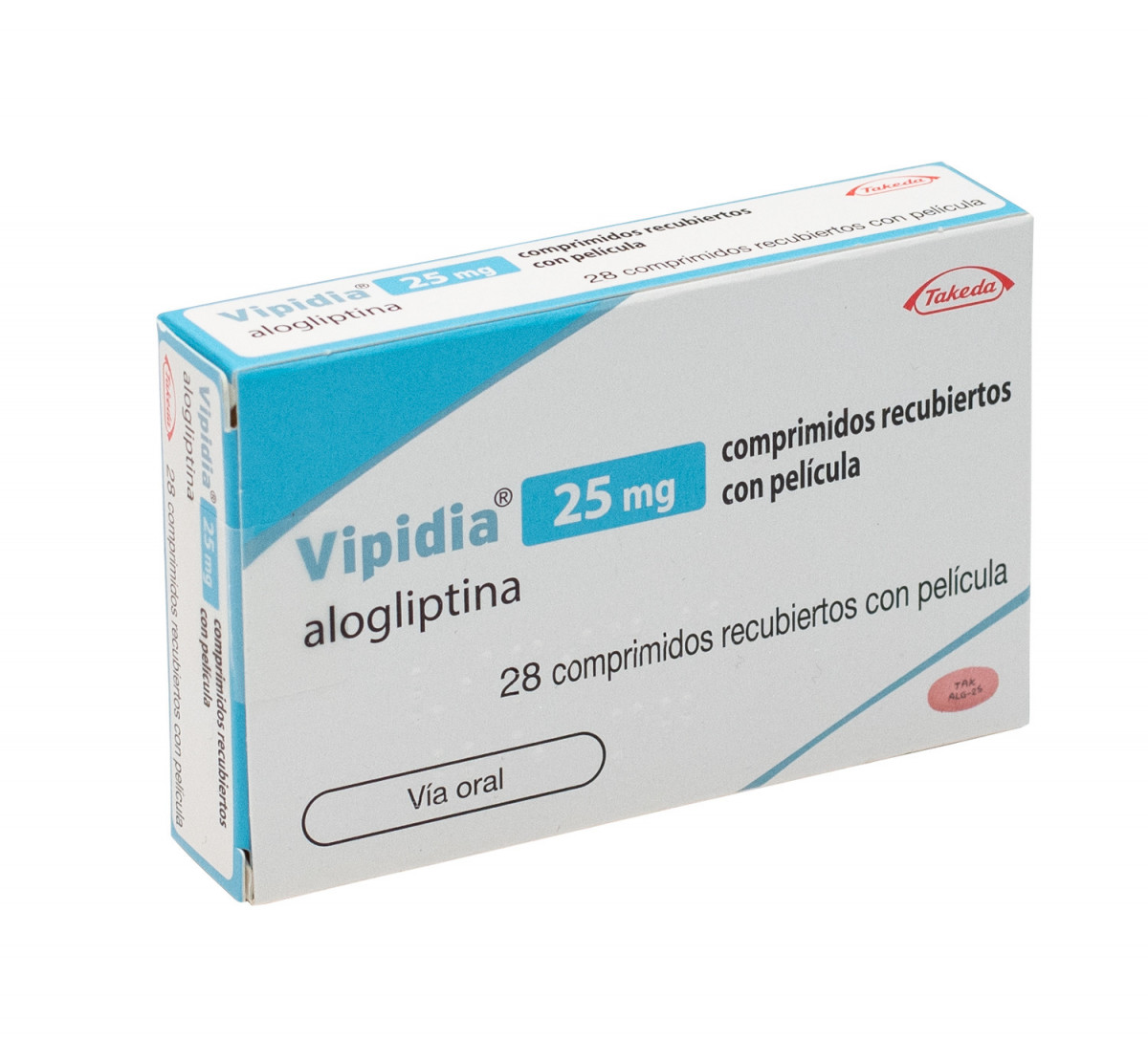 VIPIDIA 25 MG COMPRIMIDOS RECUBIERTOS CON PELICULA , 28 comprimidos fotografía del envase.