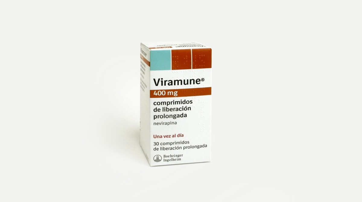 VIRAMUNE 400 mg COMPRIMIDOS DE LIBERACION PROLONGADA, 30 comprimidos fotografía del envase.