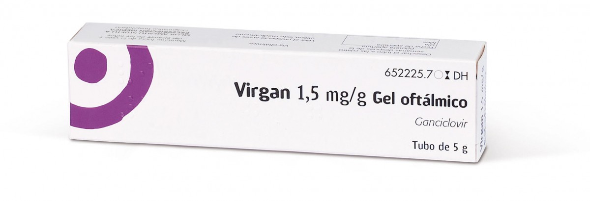 VIRGAN 1,5 mg/g GEL OFTALMICO , 1 tubo de 5 g fotografía del envase.