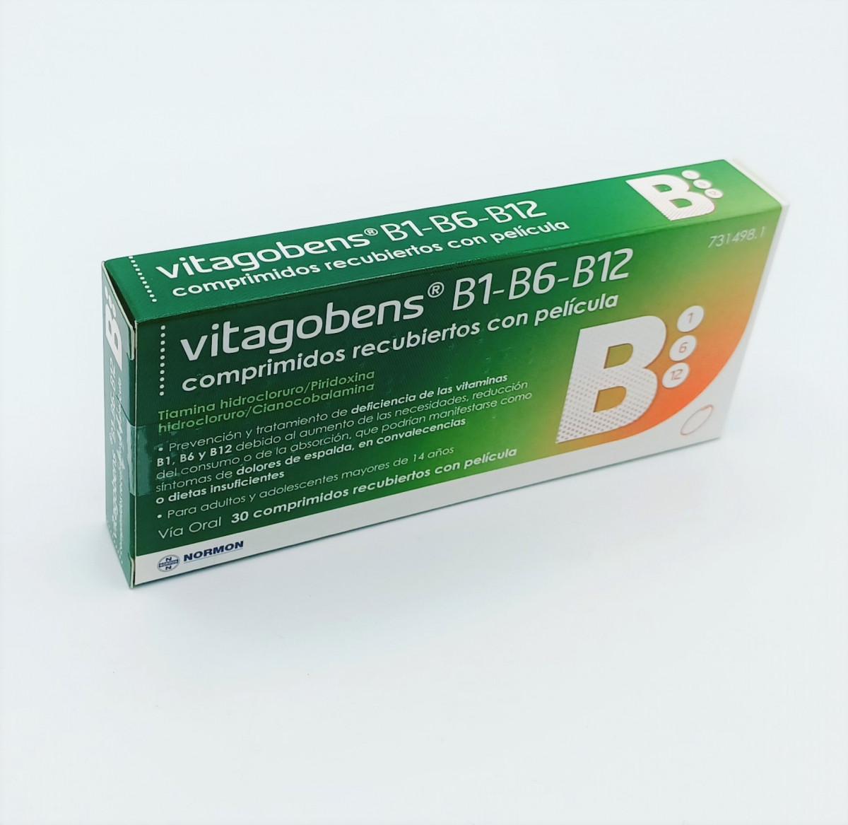 VITAGOBENS B1 B6 B12 COMPRIMIDOS RECUBIERTOS CON PELICULA, 30 comprimidos (Al/PVC/ACLAR(PCTFE) fotografía del envase.