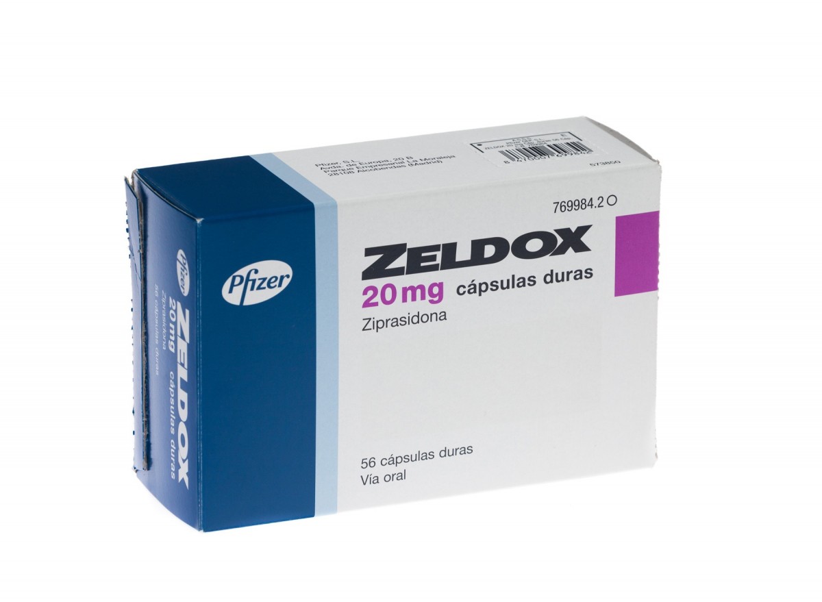 ZELDOX 20 mg CAPSULAS DURAS , 56 cápsulas fotografía del envase.