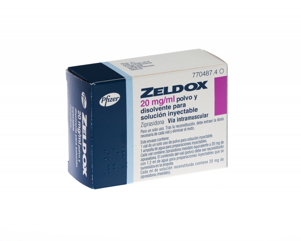 ZELDOX 20 mg/ml POLVO Y DISOLVENTE PARA SOLUCION  INYECTABLE , 1 vial + 1 ampolla de disolvente fotografía del envase.