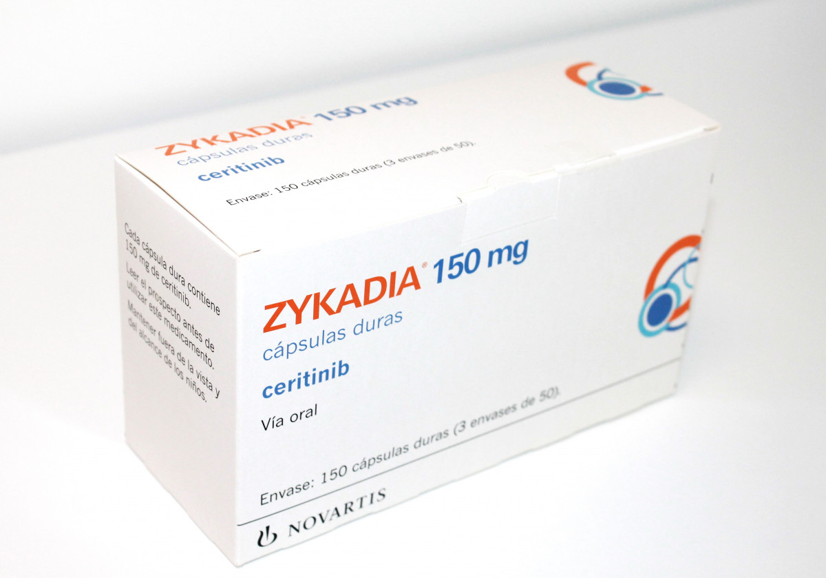 ZYKADIA 150 MG CAPSULAS DURAS 150 CÁPSULAS DURAS fotografía del envase.