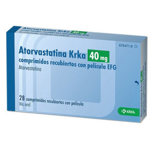 ATORVASTATINA KRKA  40 mg COMPRIMIDOS RECUBIERTOS CON PELICULA EFG , 28 comprimidos fotografía del envase.