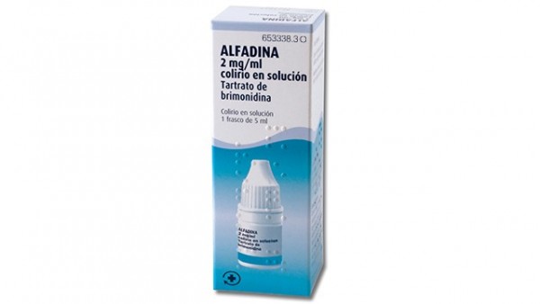 ALFADINA 2 mg/ml COLIRIO EN SOLUCION , 1 frasco de 5 ml fotografía del envase.