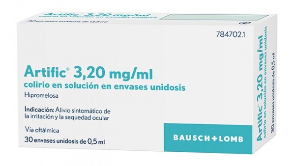 ARTIFIC 3,20 mg/ml COLIRIO EN SOLUCION EN ENVASE  UNIDOSIS , 30 envases unidosis de 0,5 ml fotografía del envase.