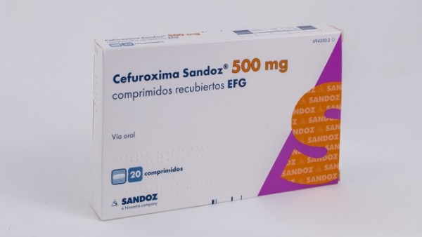 CEFUROXIMA SANDOZ 500 mg COMPRIMIDOS RECUBIERTOS EFG , 20 comprimidos (BLISTER AL/AL) fotografía del envase.