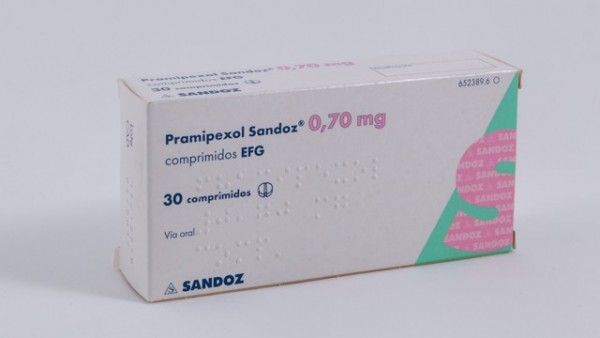 PRAMIPEXOL SANDOZ 0,7 mg COMPRIMIDOS EFG , 100 comprimidos fotografía del envase.