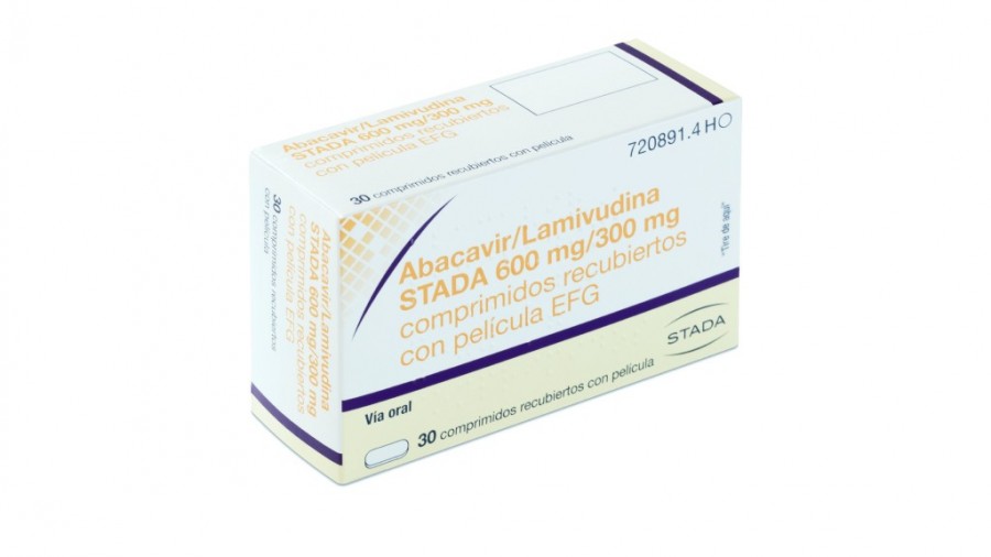 ABACAVIR/LAMIVUDINA STADA 600 MG/300 MG COMPRIMIDOS RECUBIERTOS CON PELICULA EFG, 30 comprimidos (Blister) fotografía del envase.