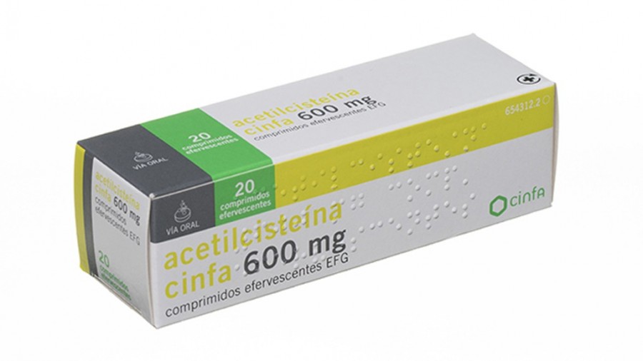 ACETILCISTEINA CINFA 600 mg COMPRIMIDOS EFERVESCENTES EFG , 20 comprimidos fotografía del envase.
