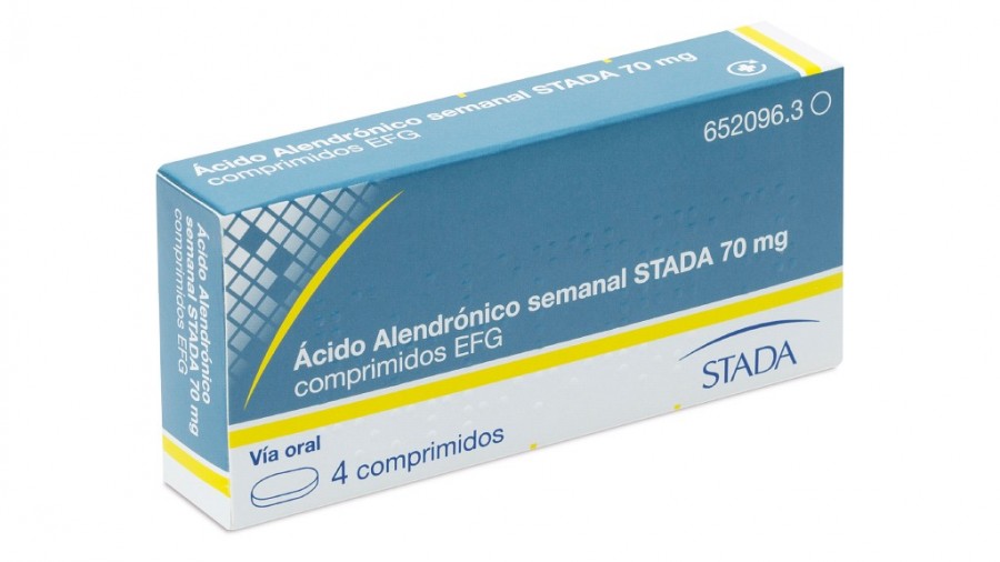 ACIDO ALENDRONICO SEMANAL STADA 70 mg COMPRIMIDOS EFG , 4 comprimidos fotografía del envase.