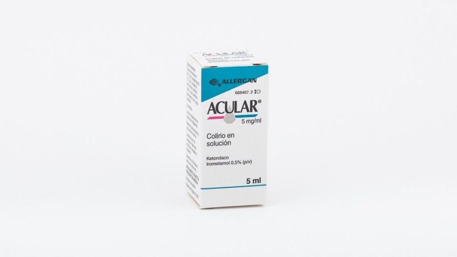 ACULAR 5 mg/ml COLIRIO EN SOLUCION , 1 frasco de 5 ml fotografía del envase.