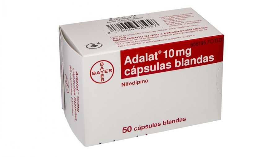 ADALAT 10 mg, CAPSULAS BLANDAS , 50 cápsulas fotografía del envase.