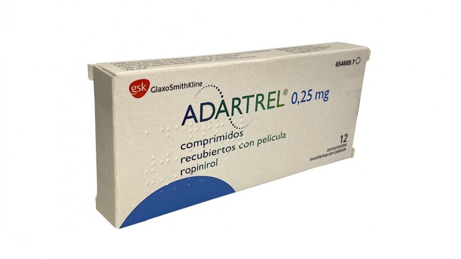 ADARTREL 0,25 mg COMPRIMIDOS RECUBIERTOS CON PELICULA , 12 comprimidos fotografía del envase.
