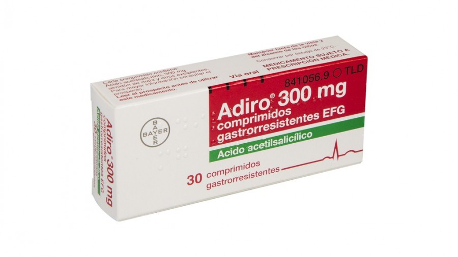 ADIRO 300MG comprimidos gastrorresistentes EFG , 30 comprimidos fotografía del envase.