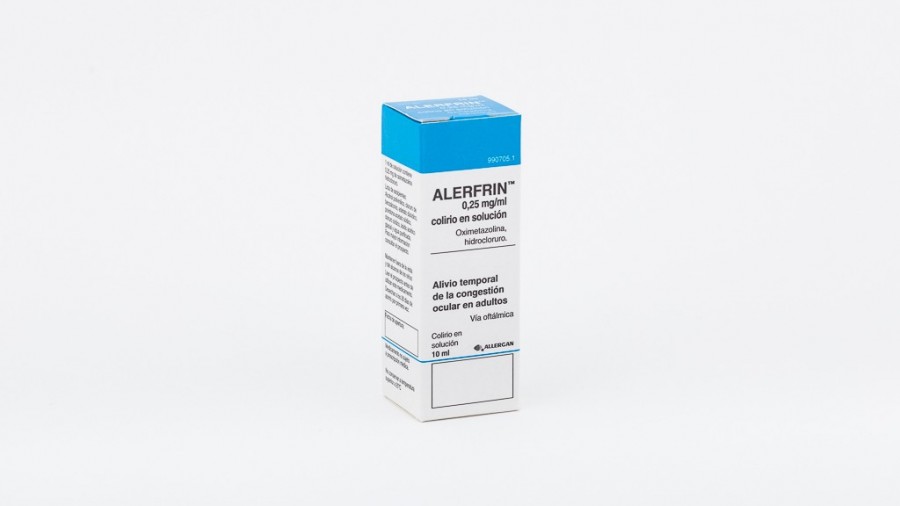 ALERFRIN 0,25mg/ml COLIRIO EN SOLUCION , 1 frasco de 10 ml fotografía del envase.