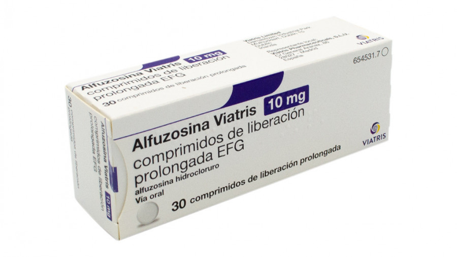 ALFUZOSINA VIATRIS 10 MG COMPRIMIDOS DE LIBERACIÓN PROLONGADA EFG, 30 comprimidos fotografía del envase.