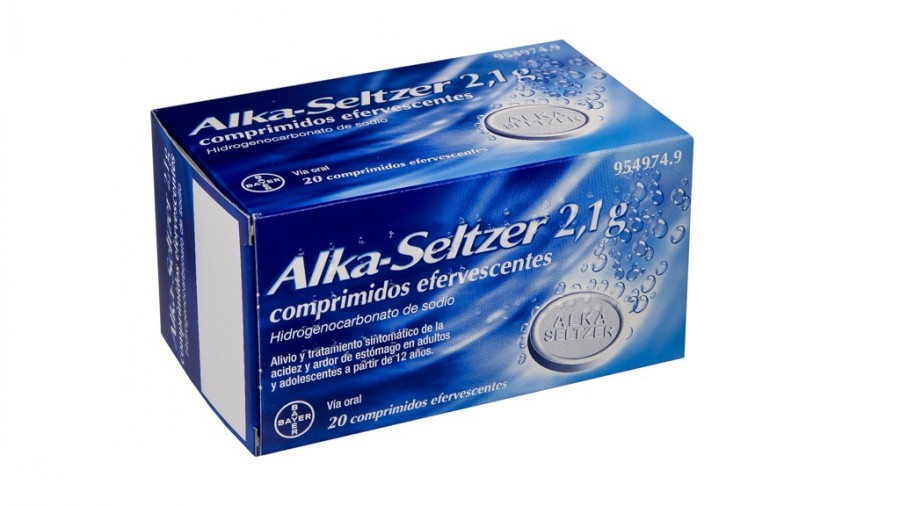 ALKA-SELTZER 2,1 g COMPRIMIDOS EFERVESCENTES , 20 comprimidos fotografía del envase.