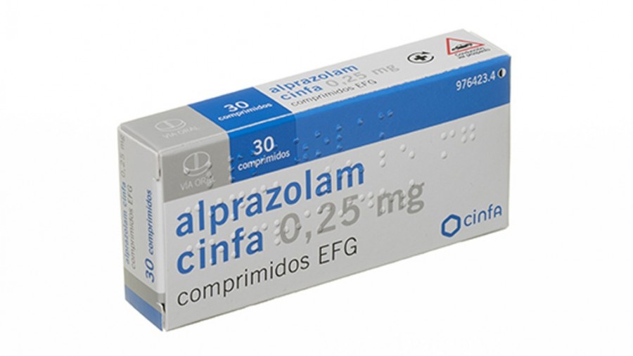 ALPRAZOLAM CINFA 0,25 mg COMPRIMIDOS EFG, 30 comprimidos fotografía del envase.