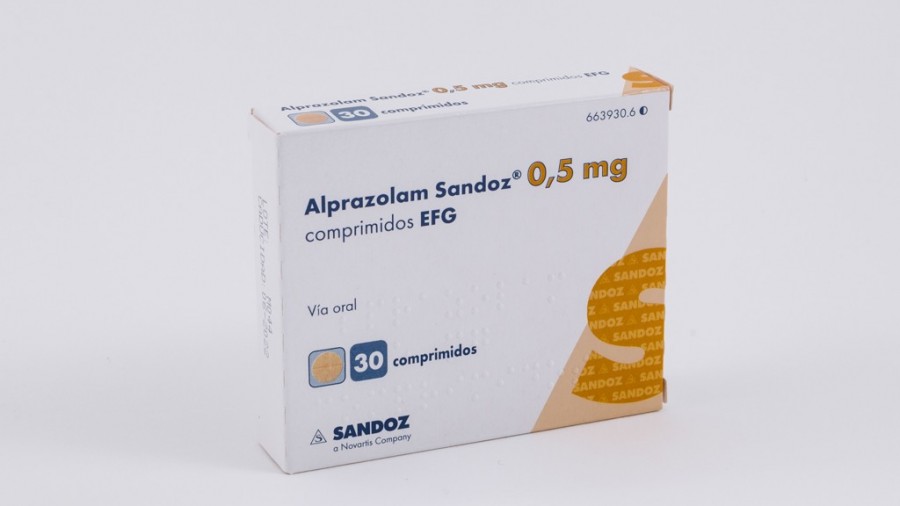 ALPRAZOLAM SANDOZ 0,50 mg COMPRIMIDOS EFG, 30 comprimidos fotografía del envase.