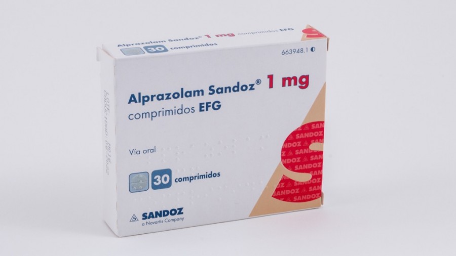 ALPRAZOLAM SANDOZ 1 mg COMPRIMIDOS EFG, 30 comprimidos fotografía del envase.