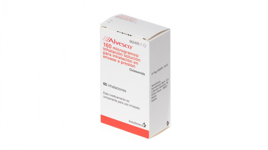 ALVESCO 160 microgramos/INHALACION SOLUCION PARA INHALACION EN ENVASE A PRESION, 1 inhalador de 120 dosis fotografía del envase.