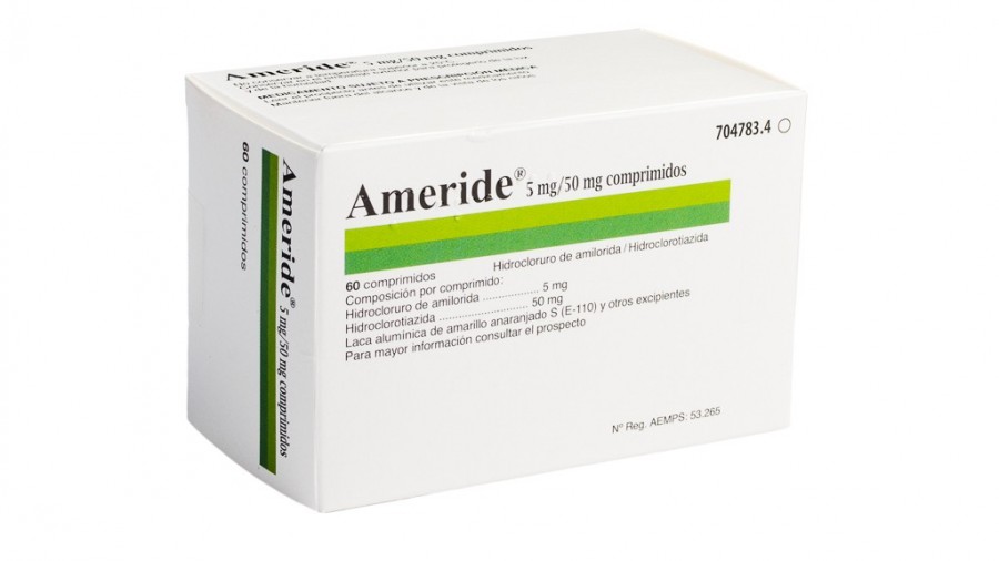 AMERIDE 5 mg/50 mg COMPRIMIDOS, 60 comprimidos fotografía del envase.