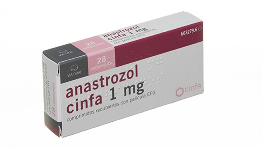 ANASTROZOL CINFA 1 mg COMPRIMIDOS RECUBIERTOS CON PELICULA EFG, 28 comprimidos fotografía del envase.