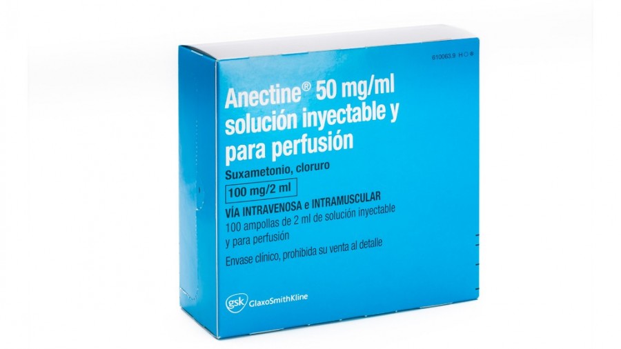 ANECTINE 50 mg/ml SOLUCION INYECTABLE Y PARA PERFUSION , 100 ampollas de 2 ml fotografía del envase.