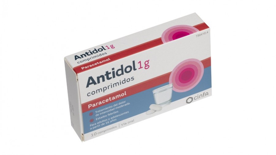 ANTIDOL 1 G COMPRIMIDOS, 10 comprimidos fotografía del envase.