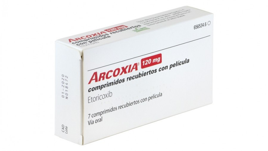 ARCOXIA 120 mg COMPRIMIDOS RECUBIERTOS CON PELICULA , 7 comprimidos fotografía del envase.