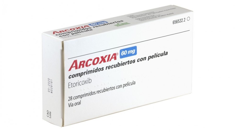 ARCOXIA 60 mg COMPRIMIDOS RECUBIERTOS CON PELICULA , 28 comprimidos fotografía del envase.
